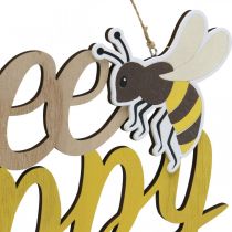 Artikel Dekoschild „Bee Happy“ aus Holz 31×18cm, 2 Stück, Gelb/Natur