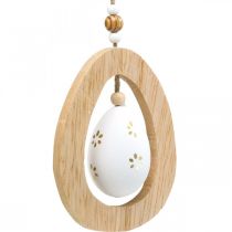 Artikel Osterei zum Aufhängen aus Kunststoff und Holz mit Muster, H12cm, 3 Stück