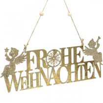 Artikel Weihnachtliche Metallschilder „Frohe Weihnachten“, Goldfarben, 27/28×11 cm, 2er-Set
