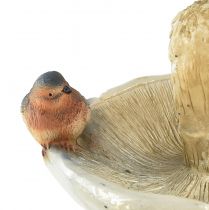 Artikel Deko-Pilz mit Vogel aus Polyresin mit Jutekordel zum Hängen Ø15cm H12cm blau-weiß-beige