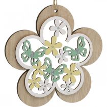 Artikel Holzanhänger Schmetterling und Blume 11/14,5 cm, Natur/Grün/Gelb, 4er-Set