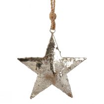 Hängedeko Stern Metall Weihnachtsdeko Silber 15,5cm 3St