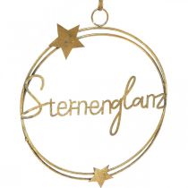 Artikel Dekoring aus Metall „Sternenglanz“ mit Sternen und Schriftzug, Golden, Grau, 37cm Ø30,5cm