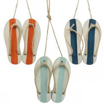 Artikel Deko Flip Flops Hängedeko Maritim Orange/Blau H15cm 3 St