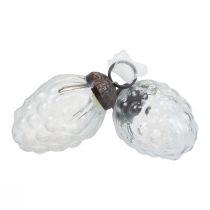 Artikel Weihnachtsschmuck Glaszapfen Dekohänger 3×4,5 cm, 12 Stück, klar/weiß