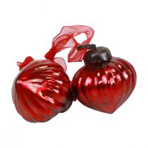 Artikel Weihnachtsschmuck Glasanhänger Zwiebel-Form Rot 3,5×4 cm 12 Stück