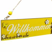 Artikel Willkommensschild Holz 24,5cm Gelb Weiß Biene mit Jutekordel 4 Stück