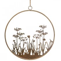 Wanddeko Blumen Metall Deko zum Hängen Gold Antik Ø38cm
