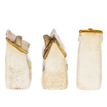Artikel Set aus 3 handbemalten Keramikhäusern, 10 cm, mehrfarbig, Dekoration für Innenbereich