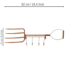 Artikel Hakenleiste Metall Edelrost Heugabel 62x19x5cm mit 4 Haken für Außenbereich