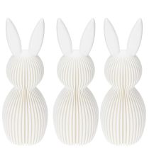 Artikel Dekofigur Hase aus Kunststoff in Faltoptik, 13 cm, Weiß, 3er-Set für Innenbereich