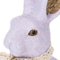 Artikel Osterhase Dekofigur aus Kunstharz in Flieder mit Schleife 27 cm für Innenbereich