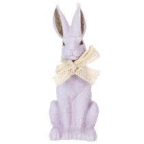 Artikel Osterhase Dekofigur aus Kunstharz in Flieder mit Schleife 27 cm für Innenbereich