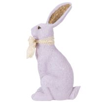 Artikel Osterhase Dekofigur aus Kunstharz in Flieder mit Schleife 27 cm für Innenbereich