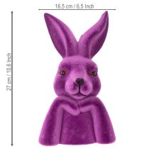 Artikel Dekofigur Hase Denkend Beflockt Lila 16,5×13×27 cm Kunstharz Ostern