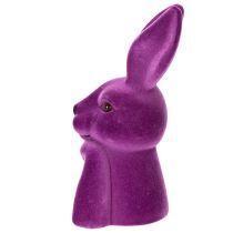 Artikel Dekofigur Hase Denkend Beflockt Lila 16,5×13×27 cm Kunstharz Ostern