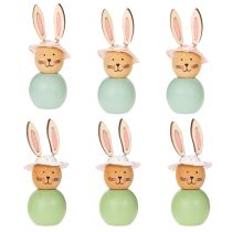 Artikel Holz Osterhasen Figuren 9cm Grün und Mint für Tischdeko und Frühlingsdekoration