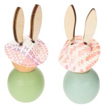 Artikel Holz Osterhasen Figuren 9cm Grün und Mint für Tischdeko und Frühlingsdekoration