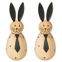 Artikel Hase aus Holz mit Metallohren, 12 cm, 2er-Set, naturfarben, für Innenbereich