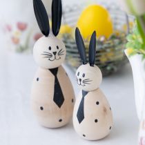Artikel Hase aus Holz mit Metallohren, 12 cm, 2er-Set, naturfarben, für Innenbereich