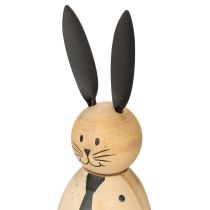 Artikel Hasenfigur aus Holz mit Metallohren, 15 cm, Natur und Schwarz, 2 Stück