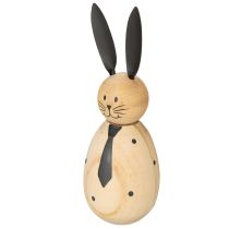 Artikel Hasenfigur aus Holz mit Metallohren, 15 cm, Natur und Schwarz, 2 Stück