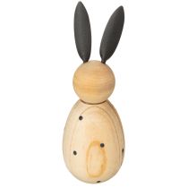 Artikel Hasenfigur aus Holz mit Metallohren, 15 cm, Natur und Schwarz, 2 Stück