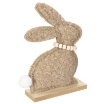 Artikel Osterdeko Plüschhase Figur 18cm Beige auf Holzsockel, 6er-Set