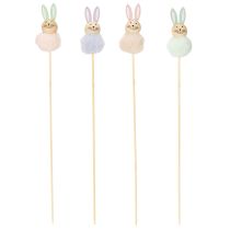 Artikel Osterhasen-Figuren aus Holz mit Textil, 34 cm, Pastellfarben, Set mit 12 St