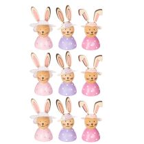 Artikel Dekofiguren Osterhasen Holz 7 cm Rosa Pink Lavendel 9er-Set