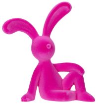 Artikel Dekofigur Hase aus Kunststoff mit Samtoberfläche 38 cm Pink für Wohnraumdekoration
