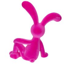 Artikel Dekofigur Hase aus Kunststoff mit Samtoberfläche 38 cm Pink für Wohnraumdekoration