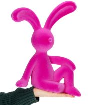 Artikel Dekofigur Hase aus Kunststoff mit Samtoberfläche 38 cm Pink für Wohnraumdekoration