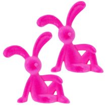 Artikel Dekofigur Hase aus Kunststoff mit samtiger Oberfläche 22 cm Pink 2 Stück