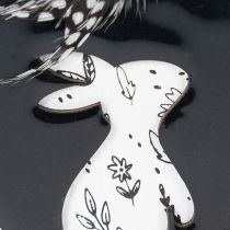 Artikel Holz-Ostereier mit Hasenmotiv, 10 cm, Schwarz/Weiß, 6 Stück