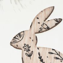 Artikel Holz-Ostereier mit Hasenmotiv, 10 cm, Schwarz/Weiß, 6 Stück