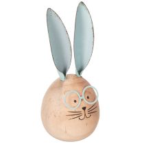 Artikel Holz-Hasen-Dekofiguren mit Gesicht und Metallohren 14cm Rosa Blau Lila 3er-Set