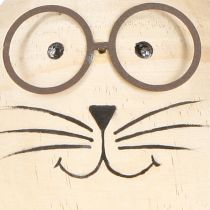Artikel Dekohase aus Holz und Metall mit Brille, 19 cm, 2er-Set, natur