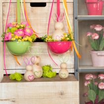 Artikel Holz Osterhase Dekofigur mit Drahtohren 11cm Naturfarben 4er-Set