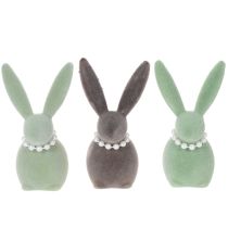Artikel Osterhasen Figuren Kunststoff 13 cm Pastellfarben mit Perlenkette 3er-Set