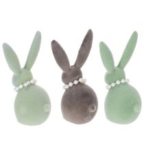 Artikel Osterhasen Figuren Kunststoff 13 cm Pastellfarben mit Perlenkette 3er-Set