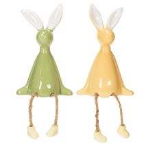 Artikel Keramik-Osterhase Kantenhocker Set Grün und Gelb 22 cm