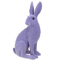 Artikel Hase sitzend Osterhase Deko beflockt Flieder 12×9×25cm