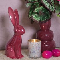 Artikel Keramikfigur Osterhase glänzend Rosa 37cm für Frühlingsdeko
