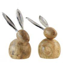 Artikel Hase Holz Metall Natur Silber H10/12,5cm 2St