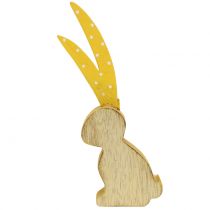Artikel Dekofigur Hase aus Holz 15cm, Set 6 Stück, Gelb/Grün/Rosa