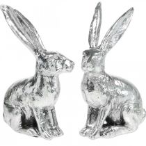 Artikel Osterhase sitzend Silbern Hase Dekofigur Ostern 13cm 2St