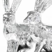 Artikel Osterhase sitzend Polyresin Dekohase Silber 13cm 2er-Set