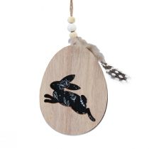 Artikel Hase im Ei Holz Ostereier zum Hängen Weiß Schwarz 10cm 6 St