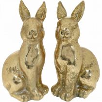 Artikel Deko Hase Gold sitzend, Hase zum Dekorieren, Osterhasenpaar, H16,5cm 2St